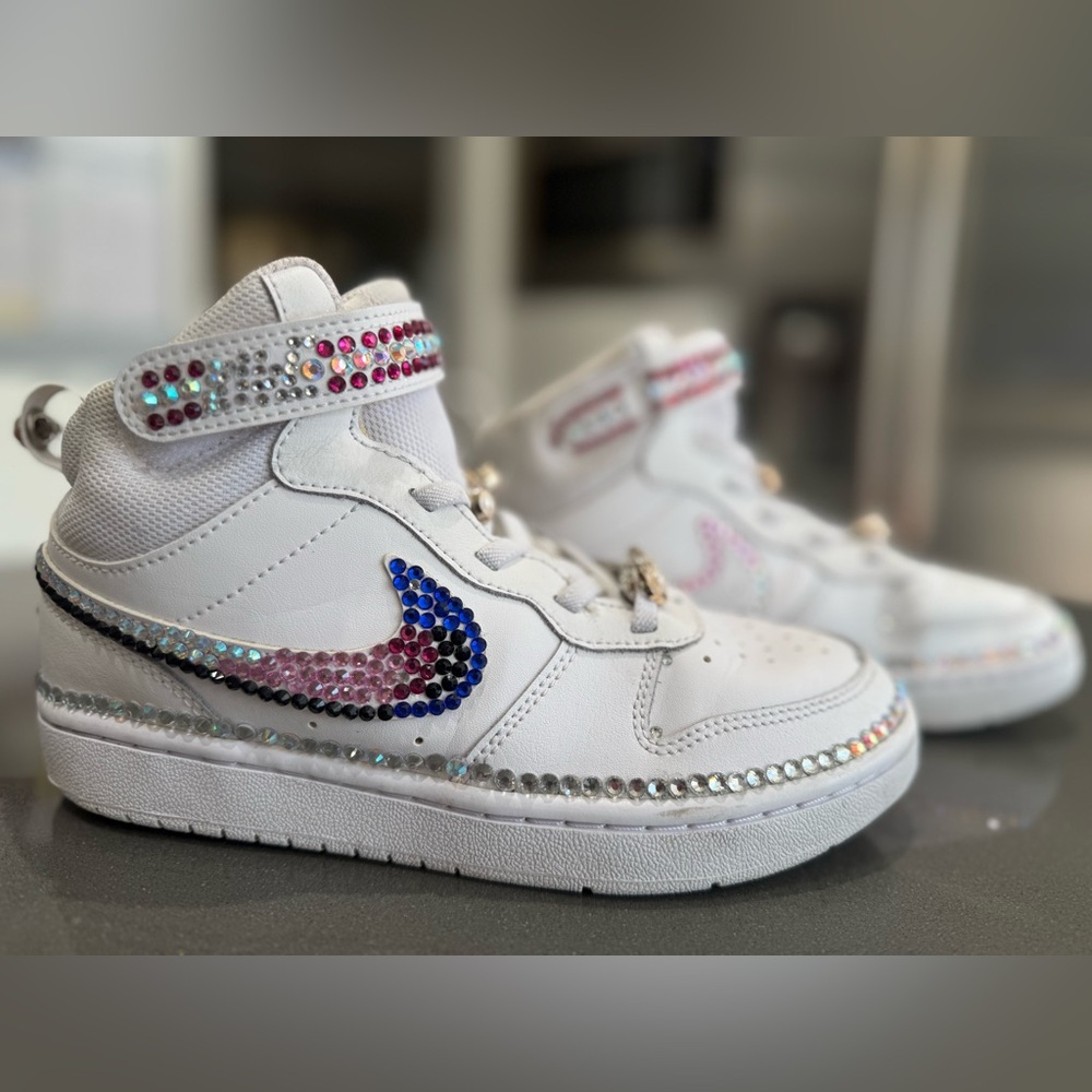 Nike high-top sneakers beautifully gemmed and bedazzled, worn only once for prom